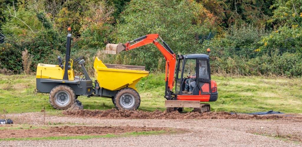 Excavator and Dumper at work